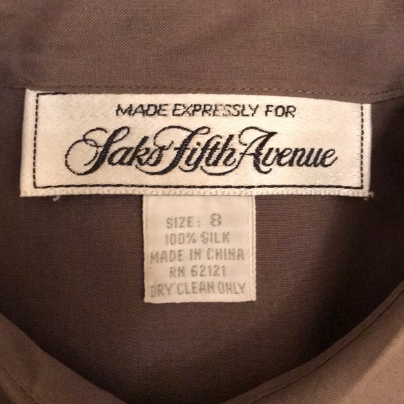 SAKS FIFTH AVENUE SILK DRESS VTG NWOT DESIGNER DROP WAIST DOLMAN PUFF SLEEVE S 8 - Picture 7 of 8